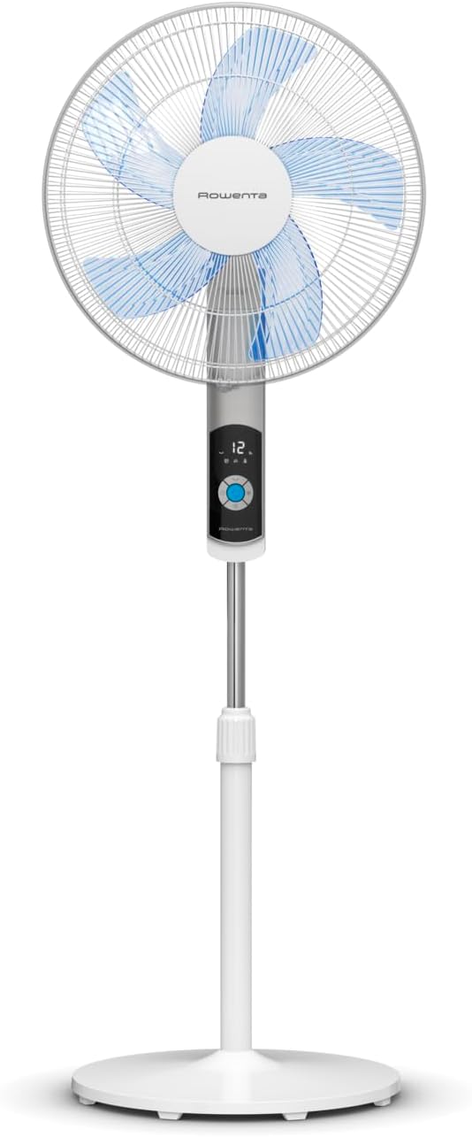 Rowenta Turbo Silence, Ventilateur sur pied, Silencieux, Puissant, Design durable, Écoénergétique, Timer 12h VU5650F0, Blanc