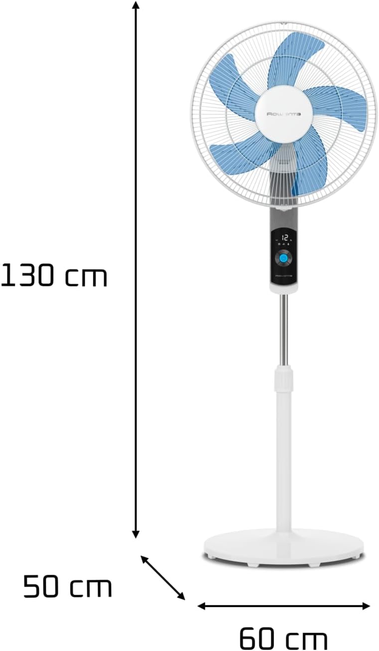 Rowenta Turbo Silence, Ventilateur sur pied, Silencieux, Puissant, Design durable, Écoénergétique, Timer 12h VU5650F0, Blanc