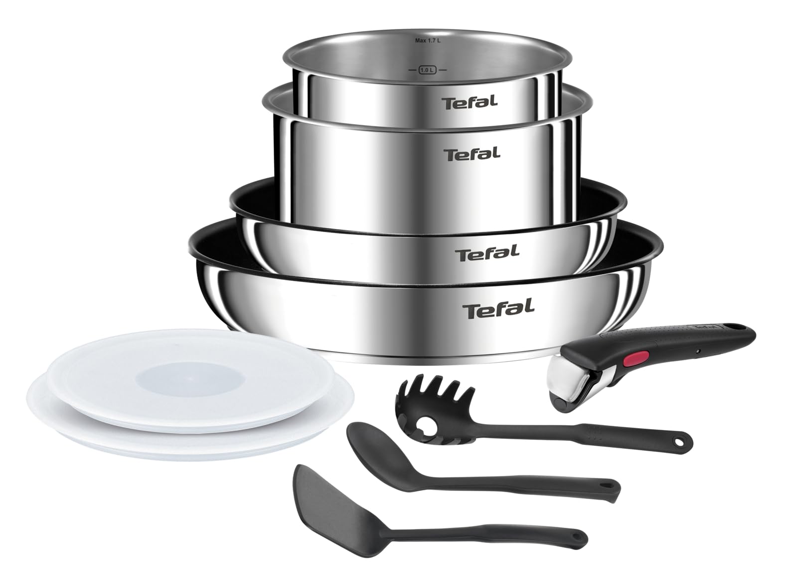 Tefal Ingenio Batterie de cuisine 20 pièces, Poêles, Casseroles, 2 poignées amovibles, Induction, Revêtement antiadhésif, Empilable, Compatible lave-vaisselle, Emotion L897SK04