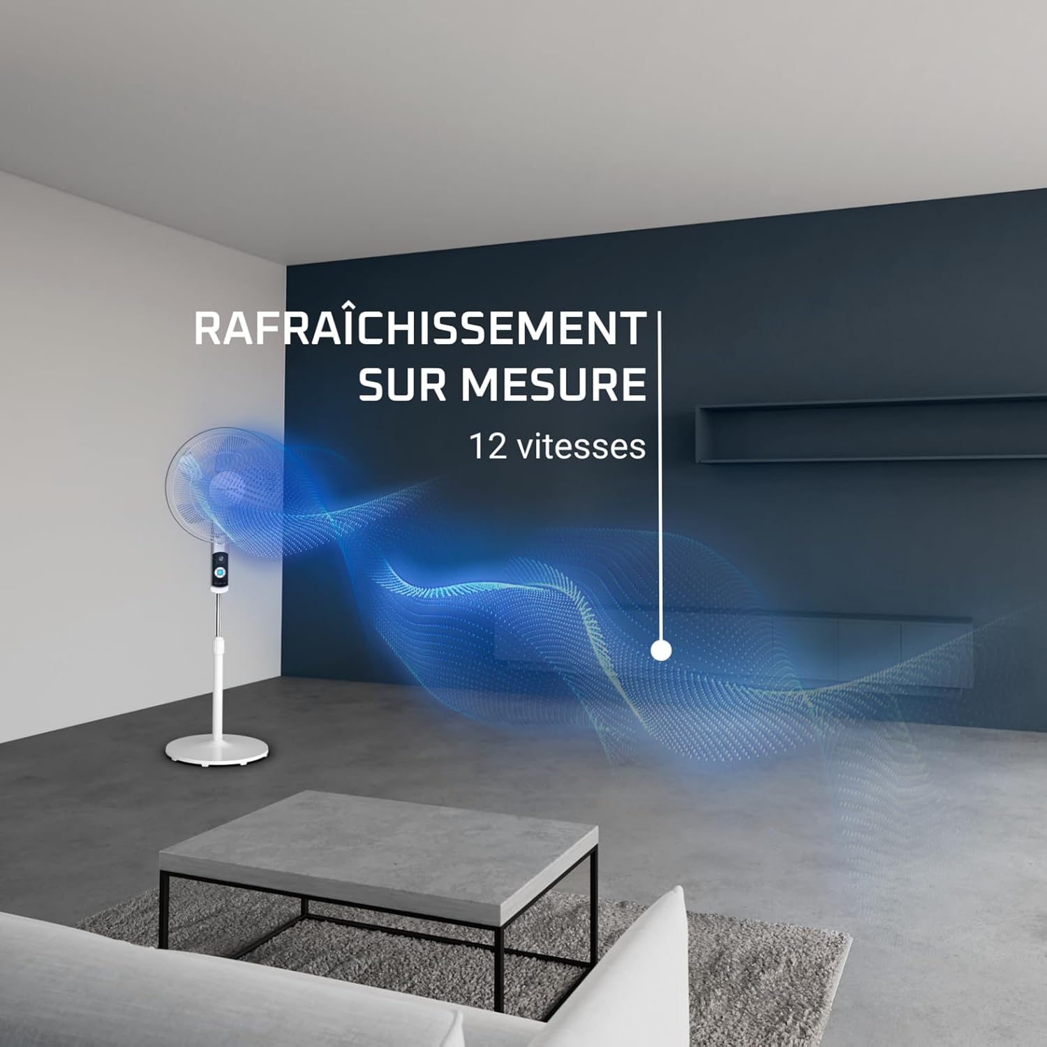Rowenta Turbo Silence, Ventilateur sur pied, Silencieux, Puissant, Design durable, Écoénergétique, Timer 12h VU5650F0, Blanc