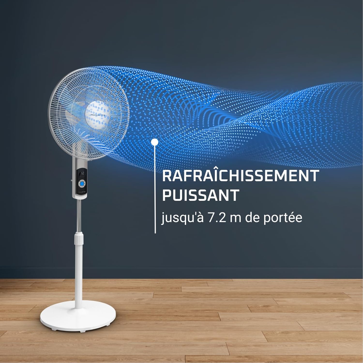 Rowenta Turbo Silence, Ventilateur sur pied, Silencieux, Puissant, Design durable, Écoénergétique, Timer 12h VU5650F0, Blanc